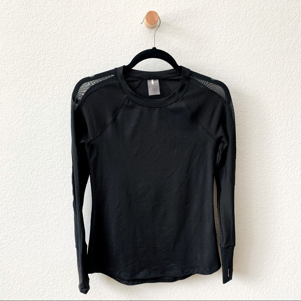 CALIA Black Mesh Top